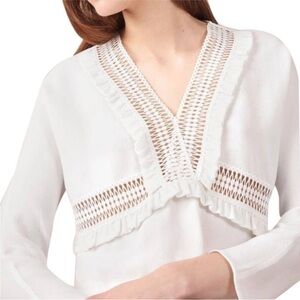MAJE WHITE CROCHET DETAUL BLOUSE